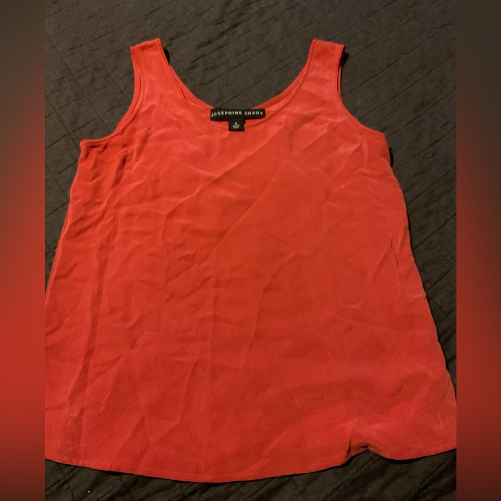 Josephine Chaus Womens Red 100% Silk Sleeveless Scoop Neck Tank Top Shell Size 4